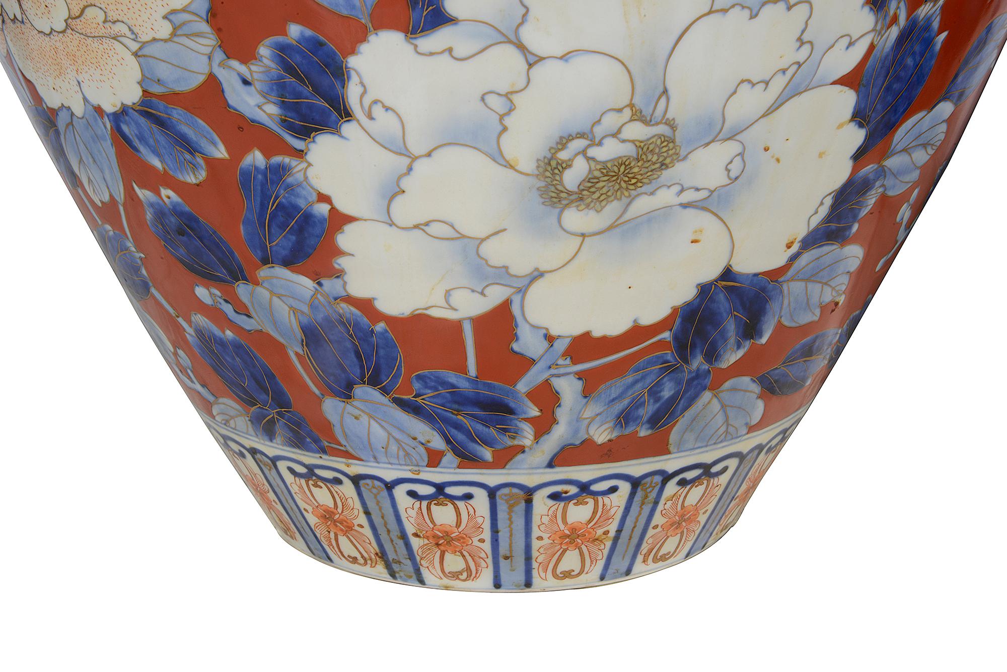 Large Pair 19th Century Japanese Fukagawa Lidded Vases For Sale 1