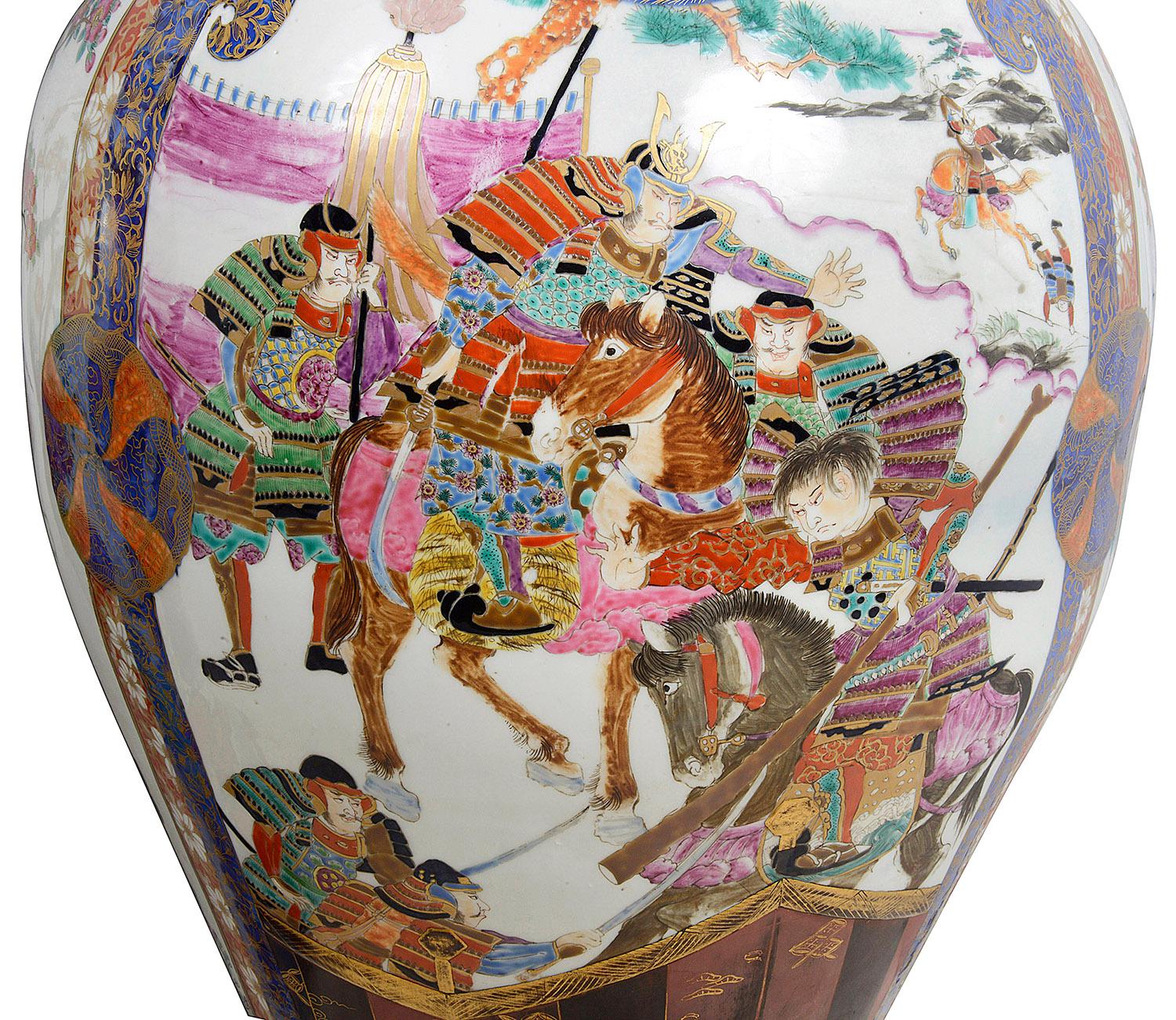 Large Pair 19th Century Japanese Imari Vases For Sale 4