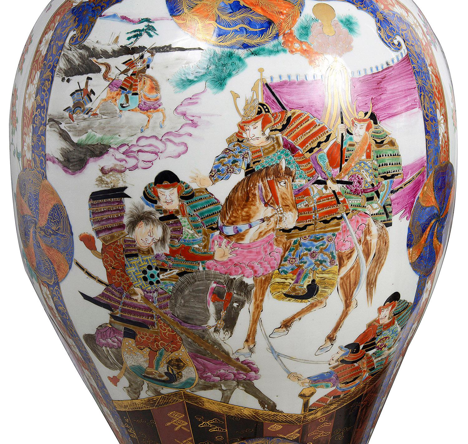 Large Pair 19th Century Japanese Imari Vases For Sale 5