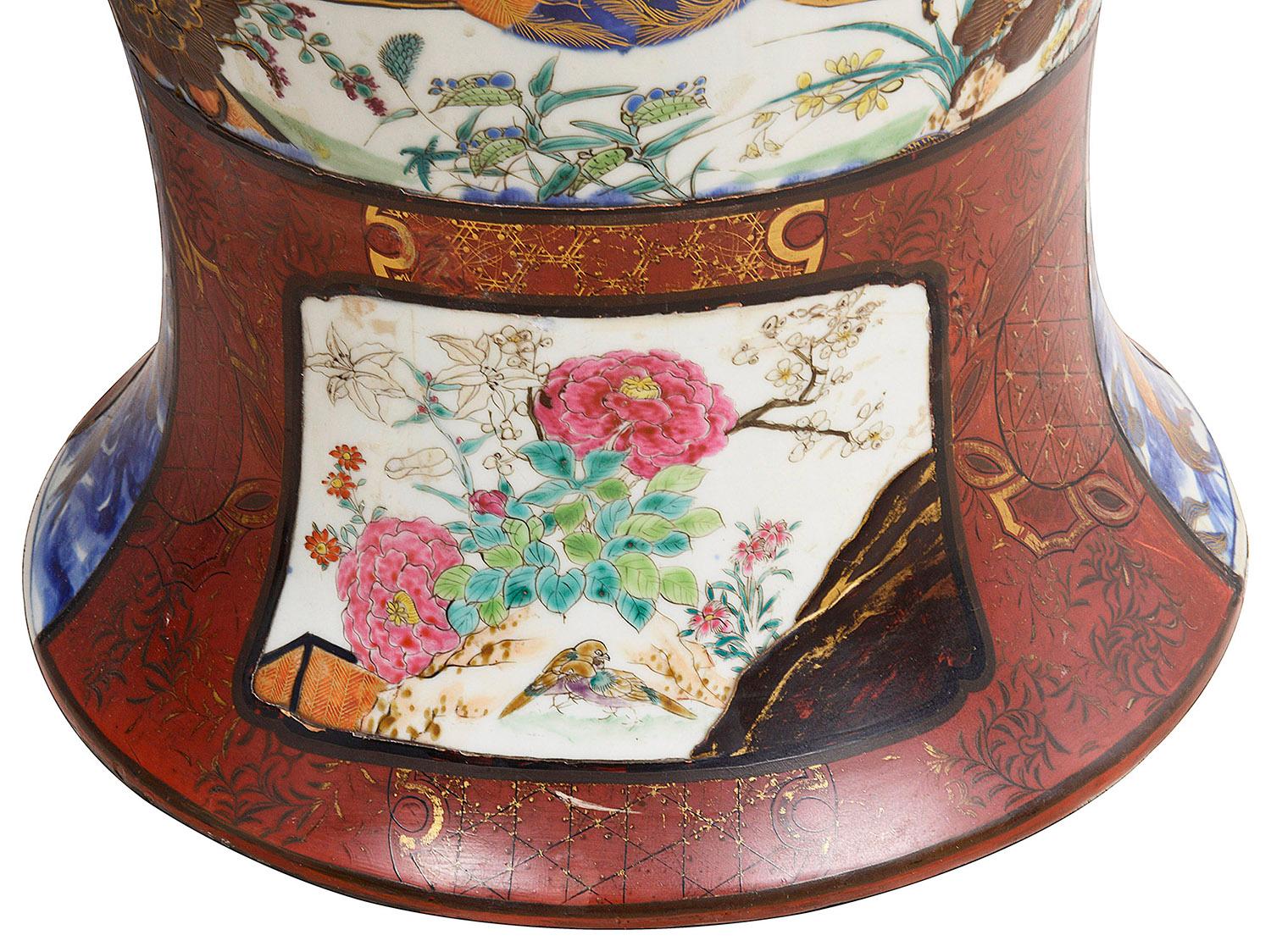 Large Pair 19th Century Japanese Imari Vases In Good Condition For Sale In Brighton, Sussex
