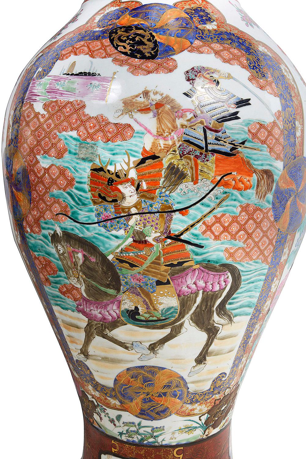 Porcelain Large Pair 19th Century Japanese Imari Vases For Sale