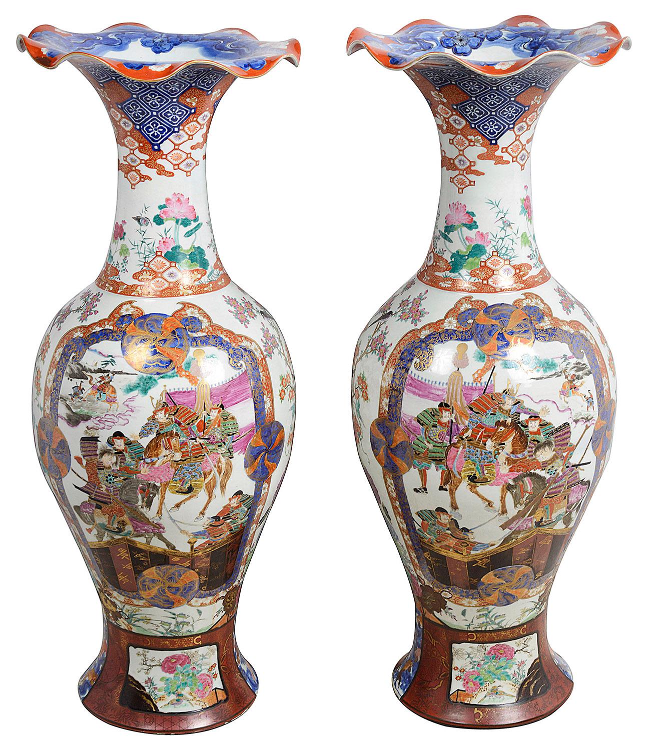 Large Pair 19th Century Japanese Imari Vases For Sale 1