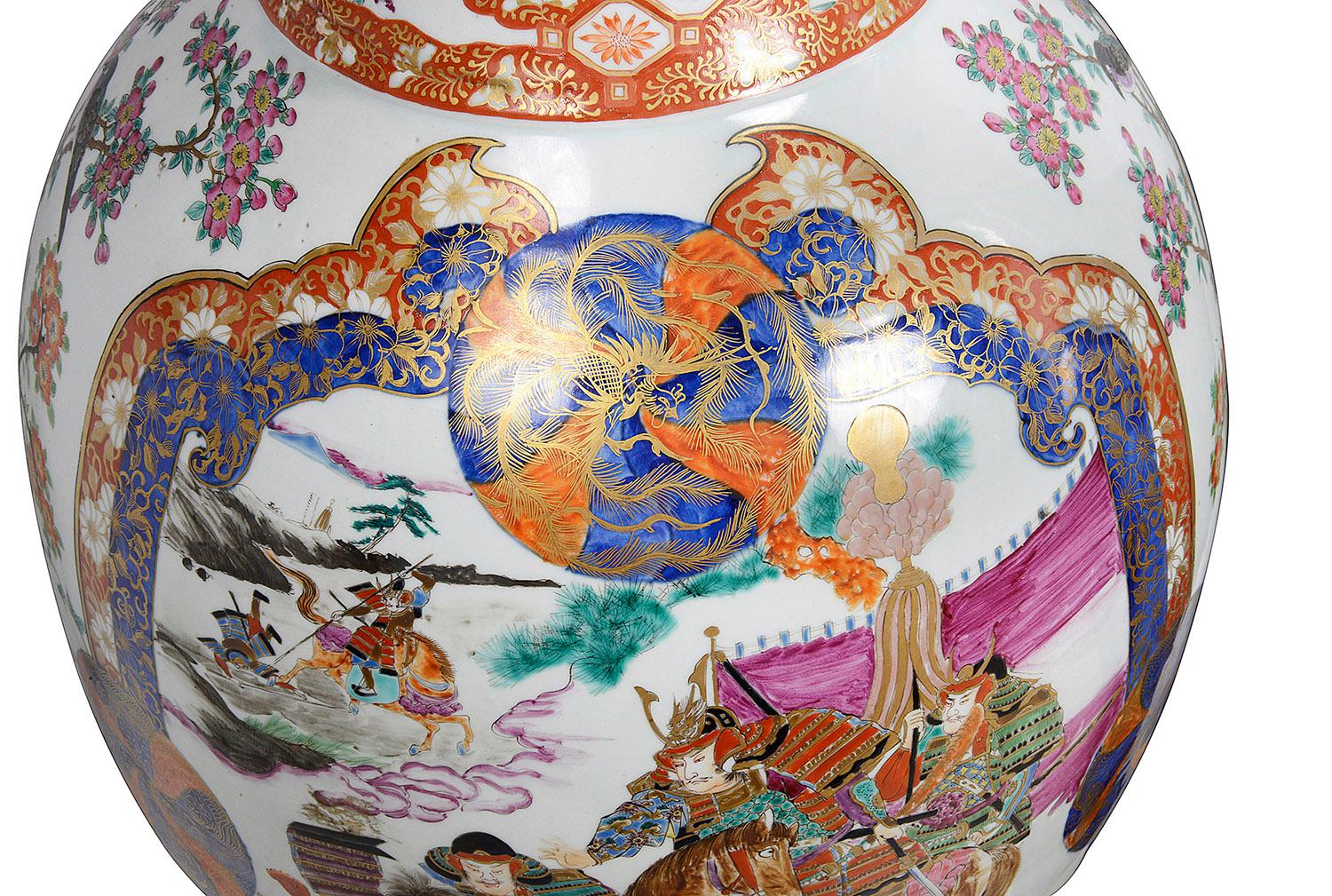 Large Pair 19th Century Japanese Imari Vases For Sale 2