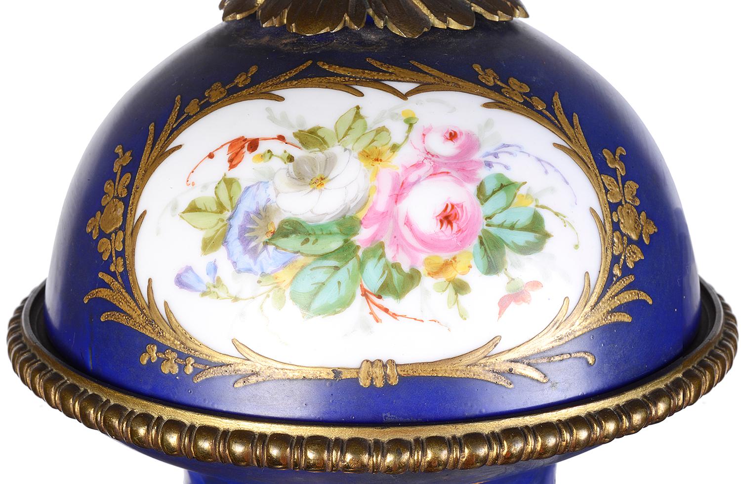 Large Pair of 19th Century Sevres Style Lidded Vases For Sale 6