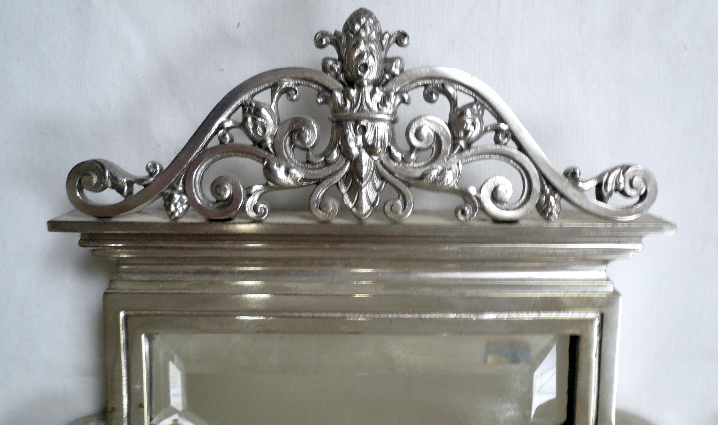 Large Pair 19th Century Silver and Beveled Mirror Five Arm Sconces For Sale 4