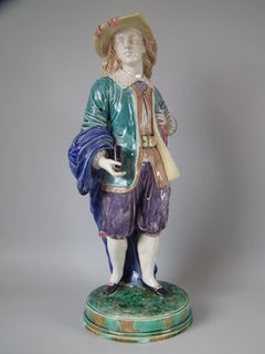 Large Pair of 19th Century Majolica Figures