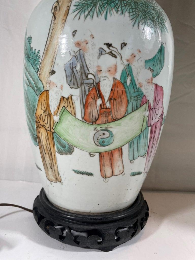 20th Century Large Pair Antique Chinese Famille Rose Porcelain Baluster Vases.