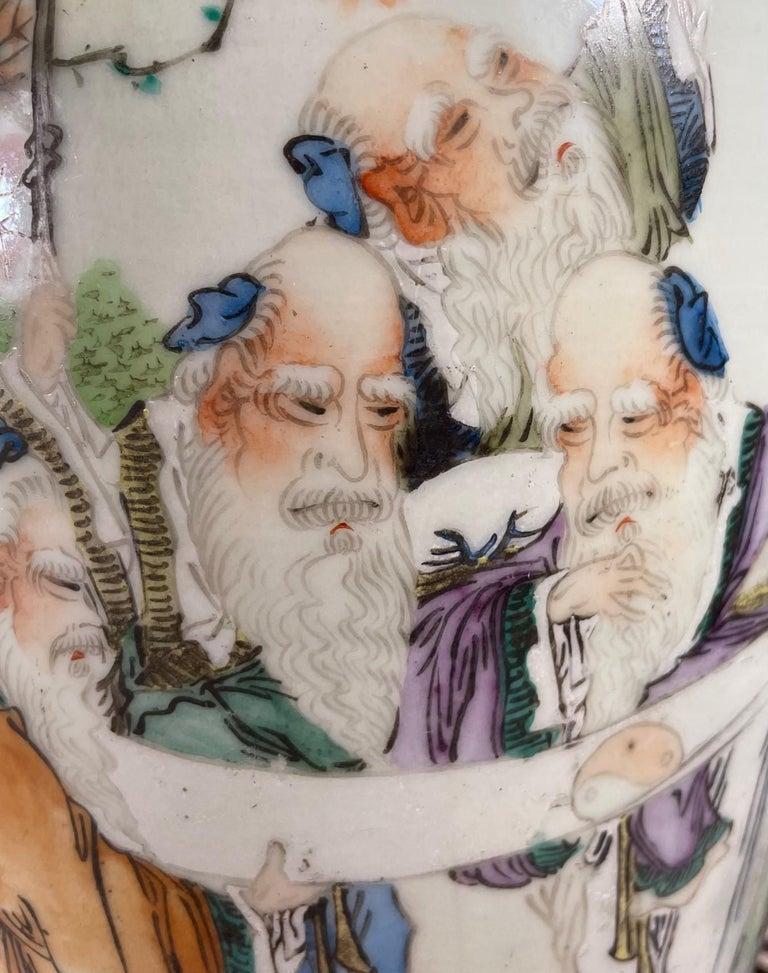 Large Pair Antique Chinese Famille Rose Porcelain Baluster Vases. 2
