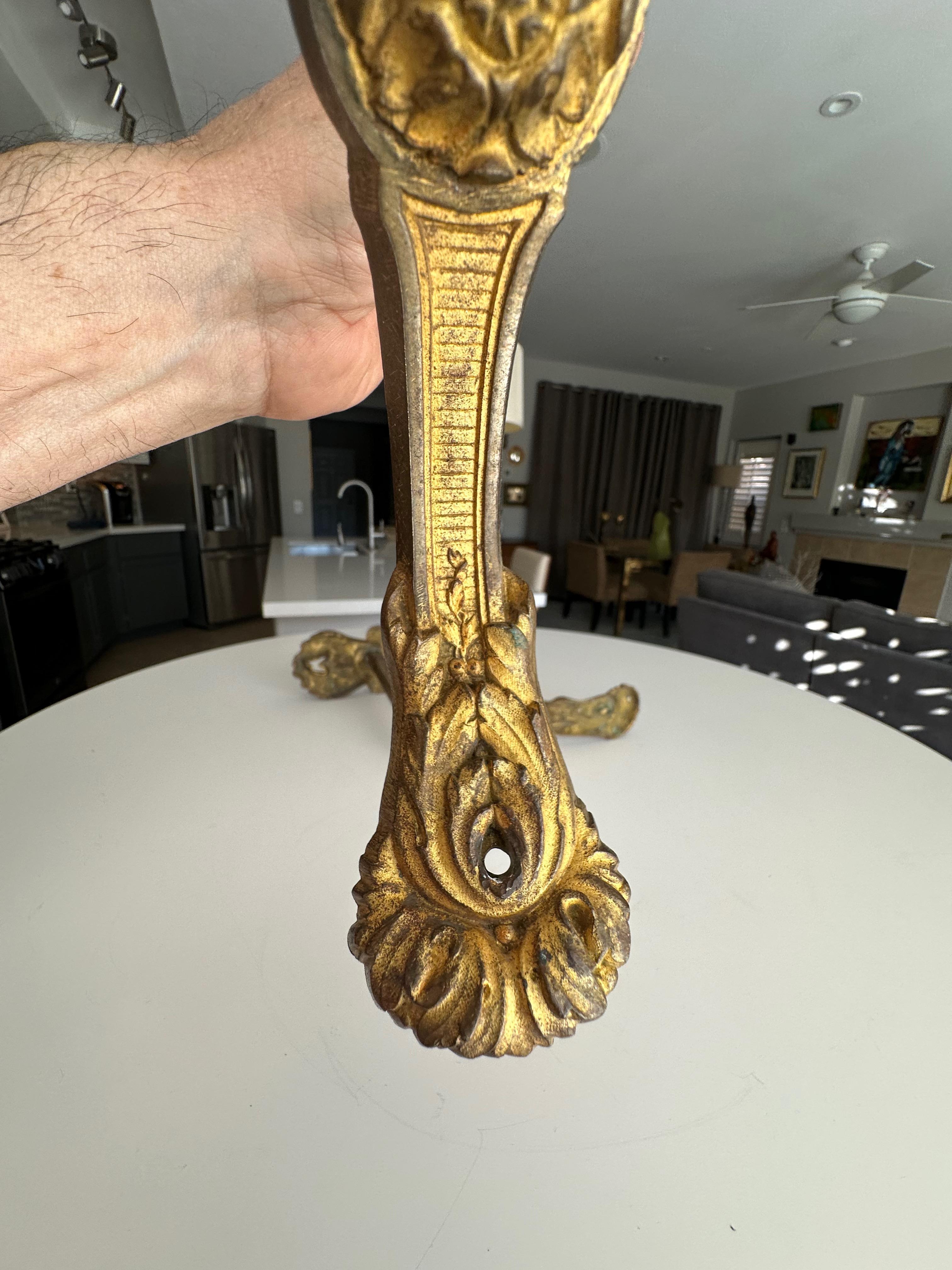 Large Pair Antique French Gilt Bronze Curtain Tie Back Brackets For Sale 7