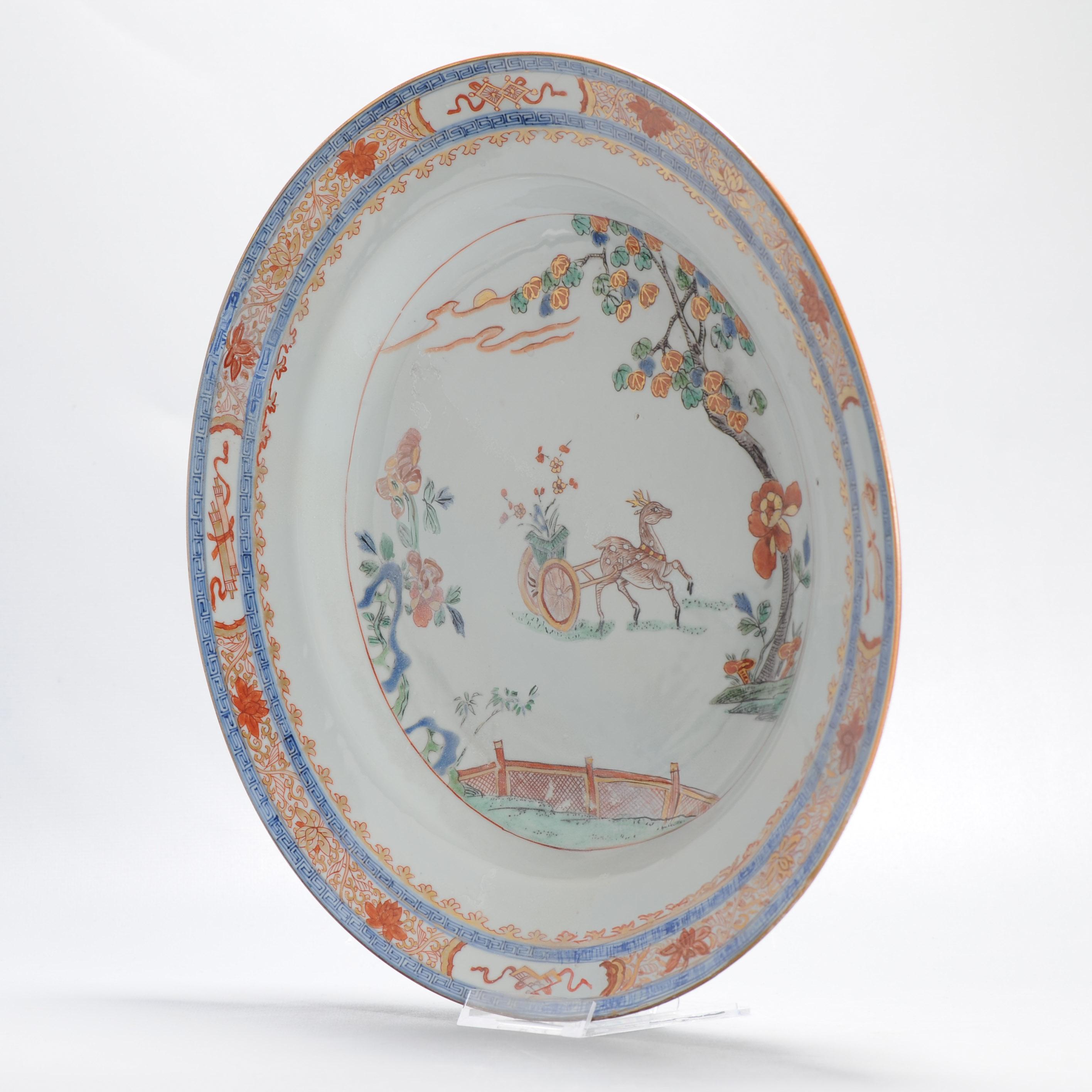 Large Pair Antique Kangxi/Yongzheng Chinese Porcelain Chargers Deer Verte For Sale 15