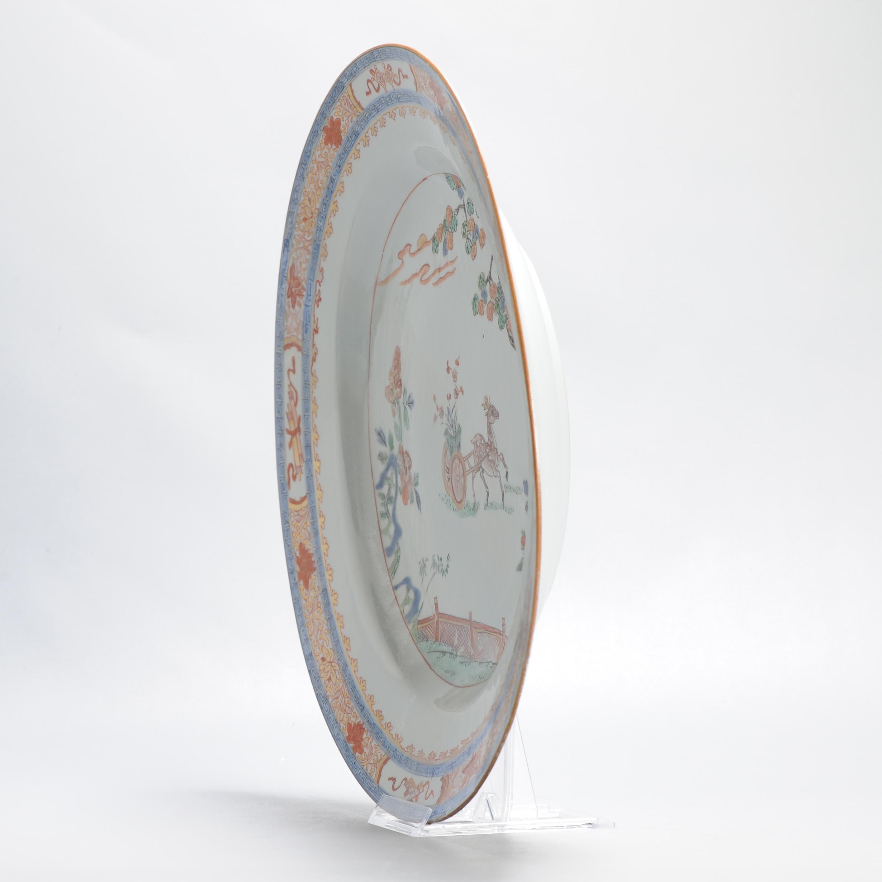 18th Century and Earlier Large Pair Antique Kangxi/Yongzheng Chinese Porcelain Chargers Deer Verte For Sale