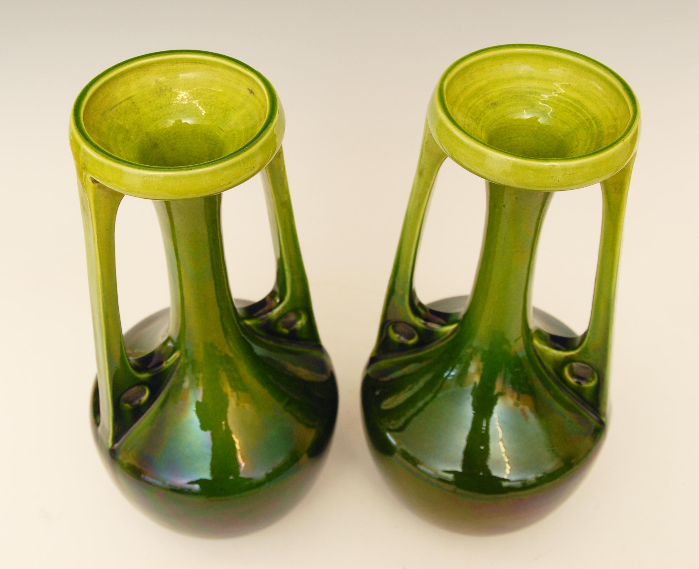 Large Pair of Art Nouveau Vases by Bretby of England, circa 1910 In Good Condition For Sale In Brighton, GB