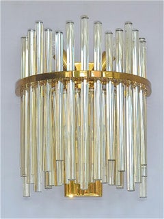 Large Pair Bakalowits Miracle Sputnik Style Sconces Gilt Murano Glass Venini Era