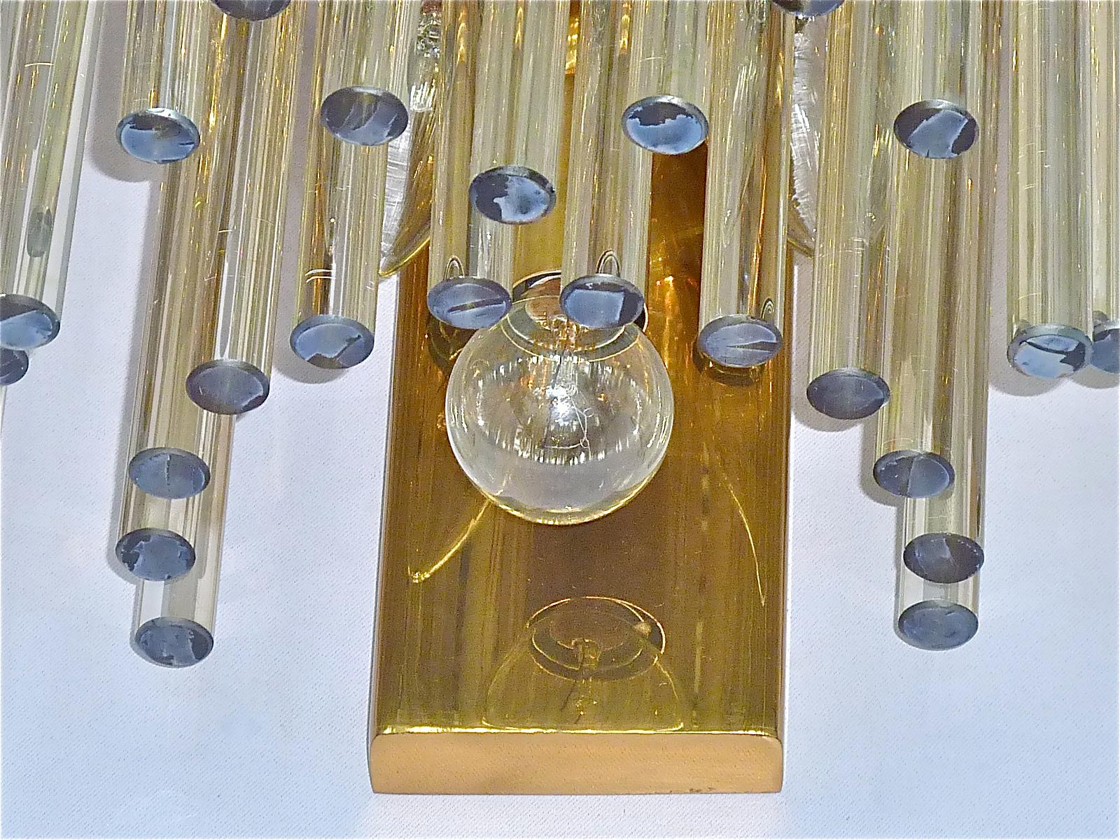 Large Pair Bakalowits Miracle Sputnik Style Sconces Gilt Murano Glass Venini Era For Sale 1
