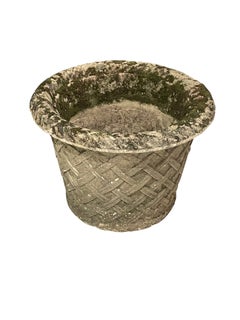 Large Pair Basketweave Stone Pots, England, 1920s