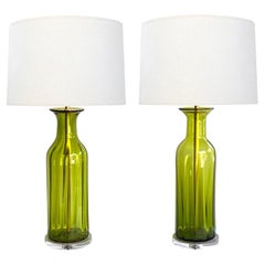 Grande paire de vases à côtes vert olive du milieu du siècle de Greene
Greeneko maintenant comme lampes