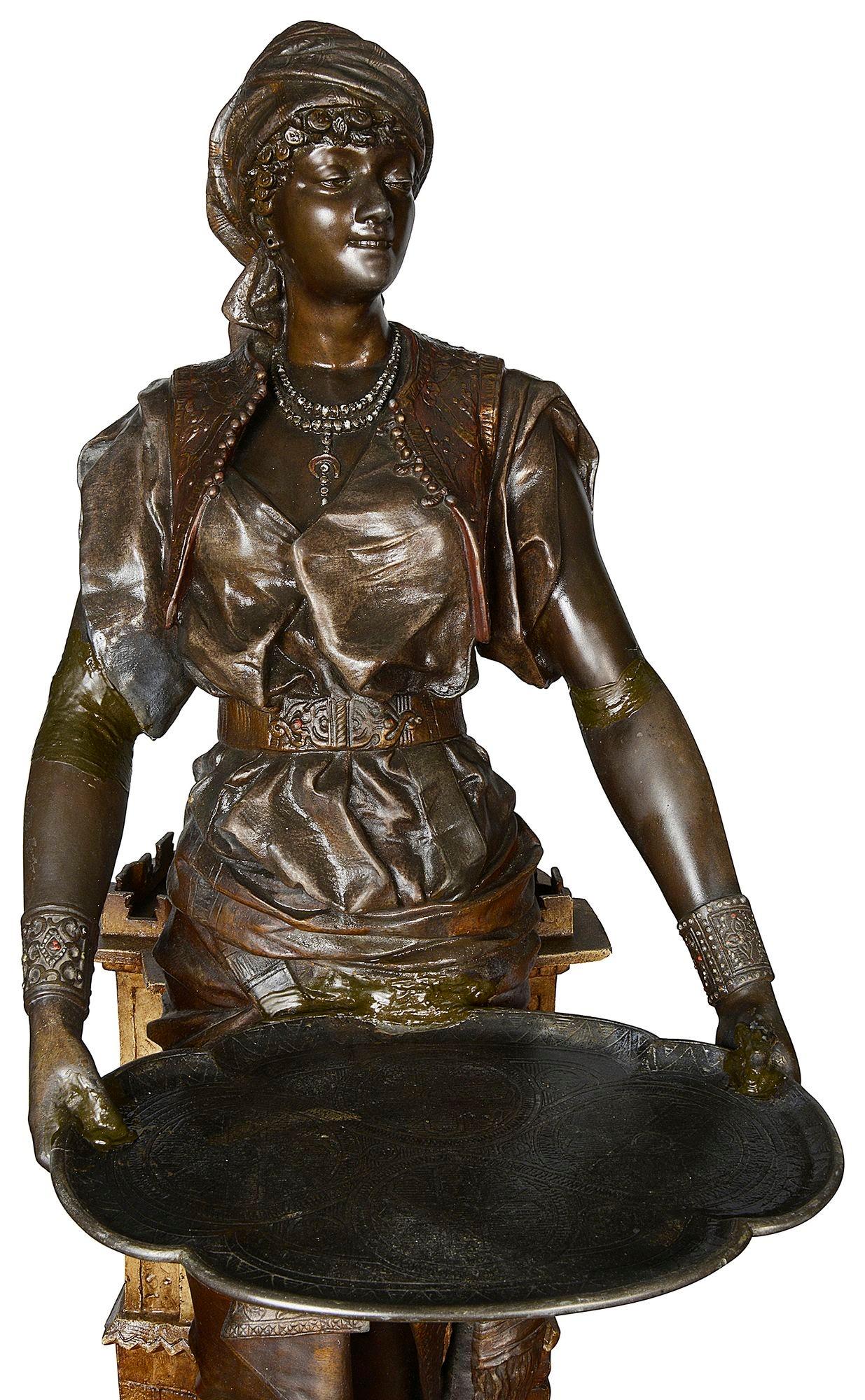 Large Pair Bronzed Arab figures, 19th Century In Good Condition For Sale In Brighton, Sussex