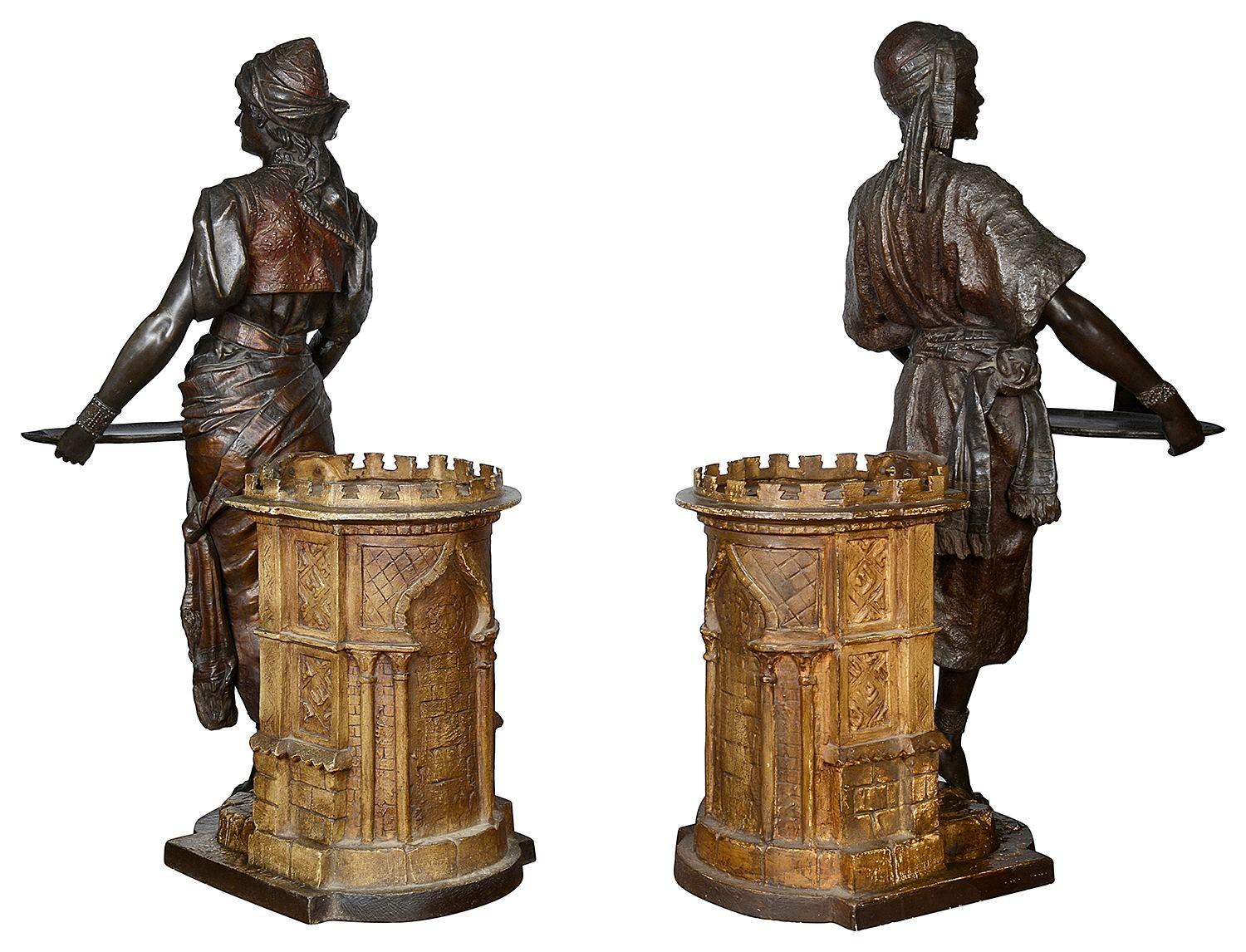 Large Pair Bronzed Arab figures, 19th Century For Sale 2