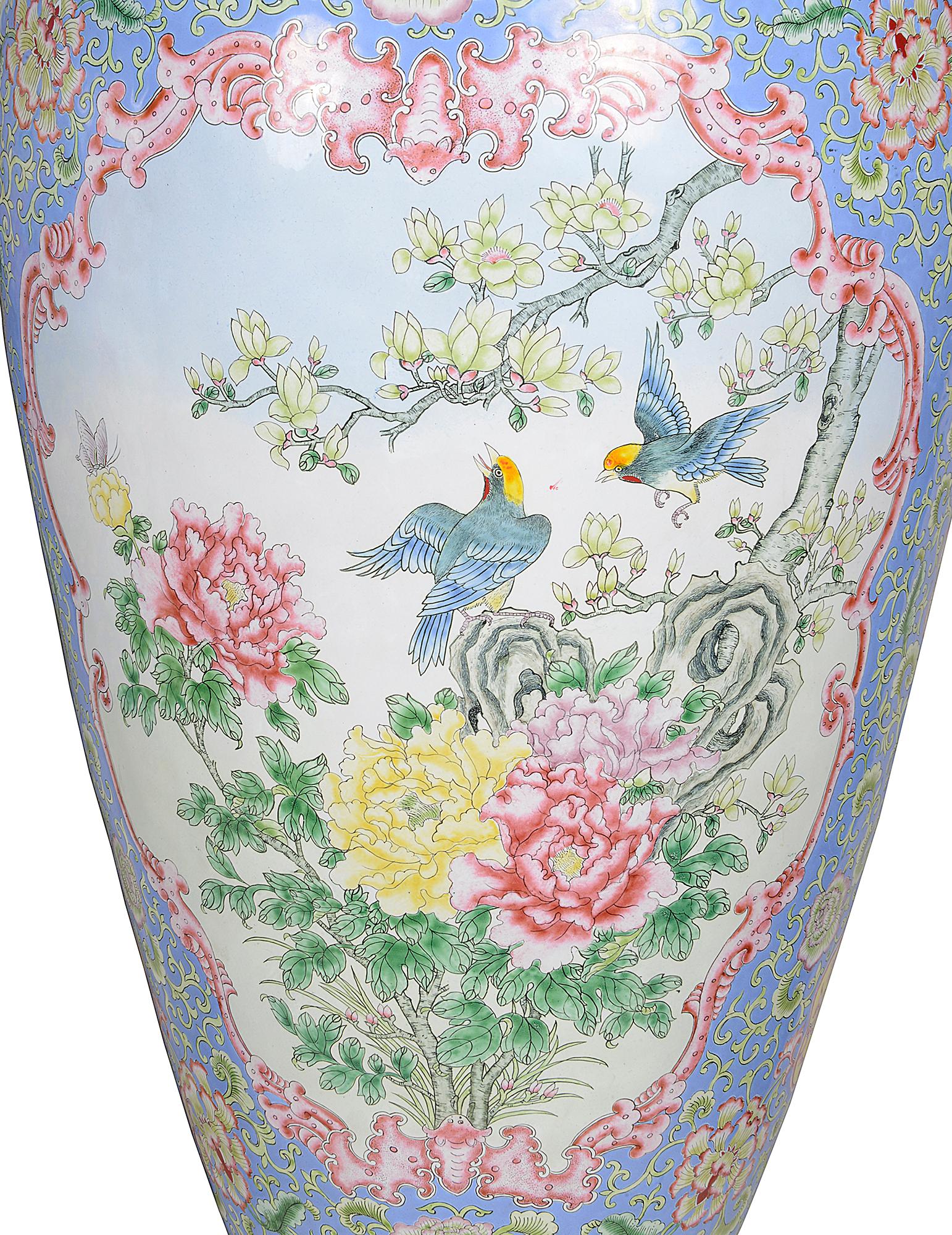 Large Pair Canton Enamel Vases, circa 1900 For Sale 2