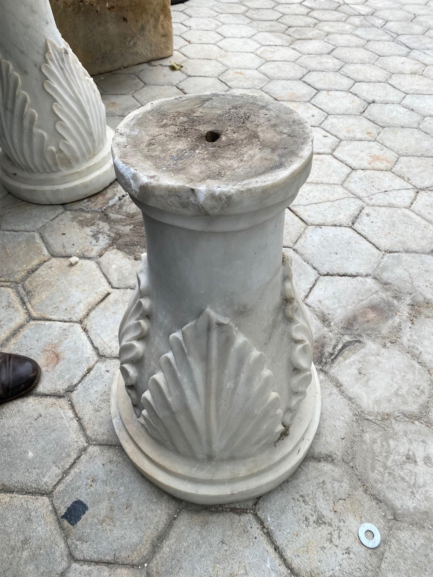 Large Pair Carved White Marble Stone Jardinière Urn Planter Antiques Los Angeles For Sale 7