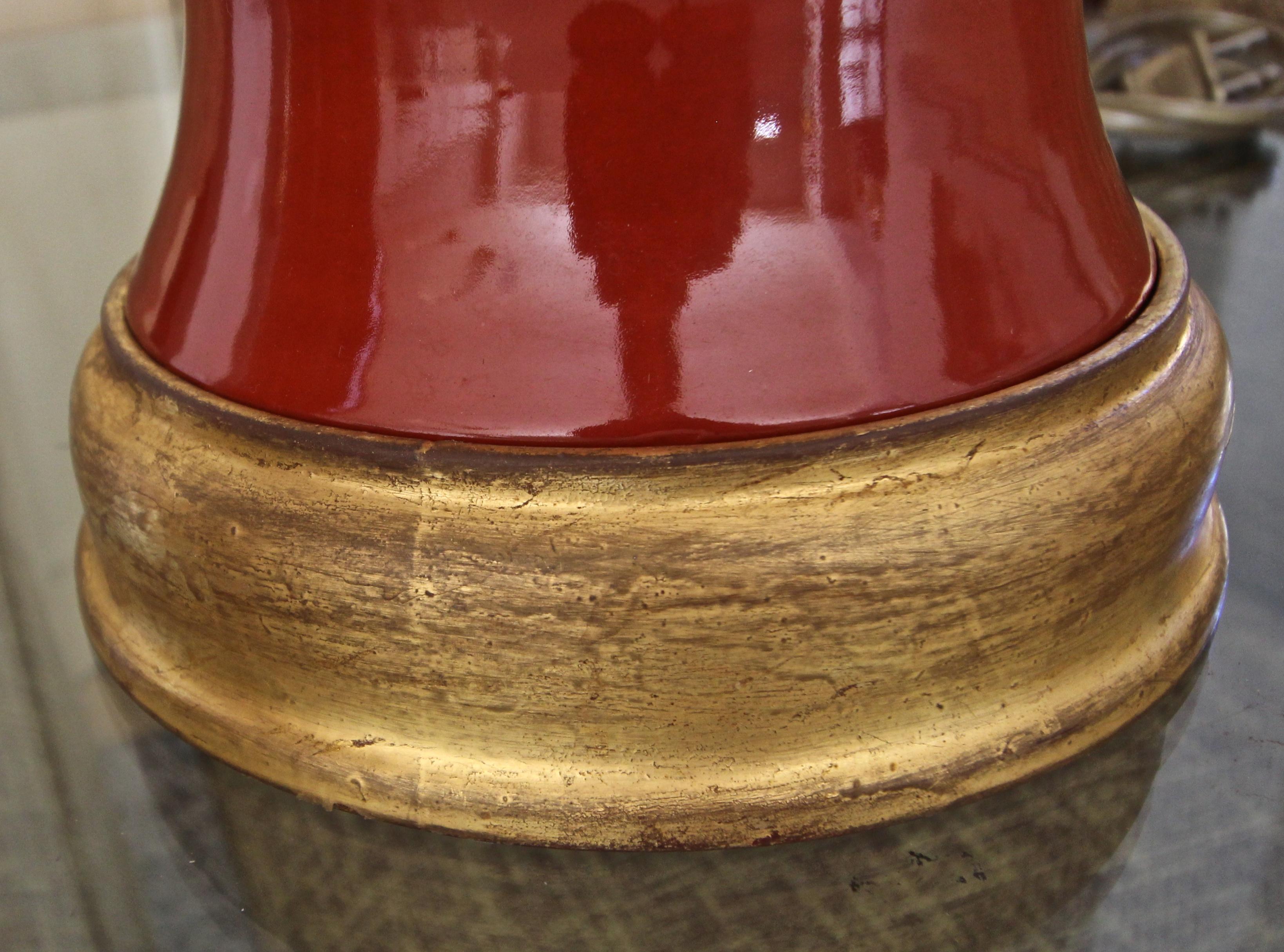 Large Pair of Chinese Burnt Orange Porcelain Table Lamps 2