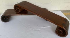 Large Pair Chinese Carved Hardwood Bamboo Motif Scrolled Stands