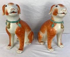 Large Pair Chinese Export Style Sated Dogs