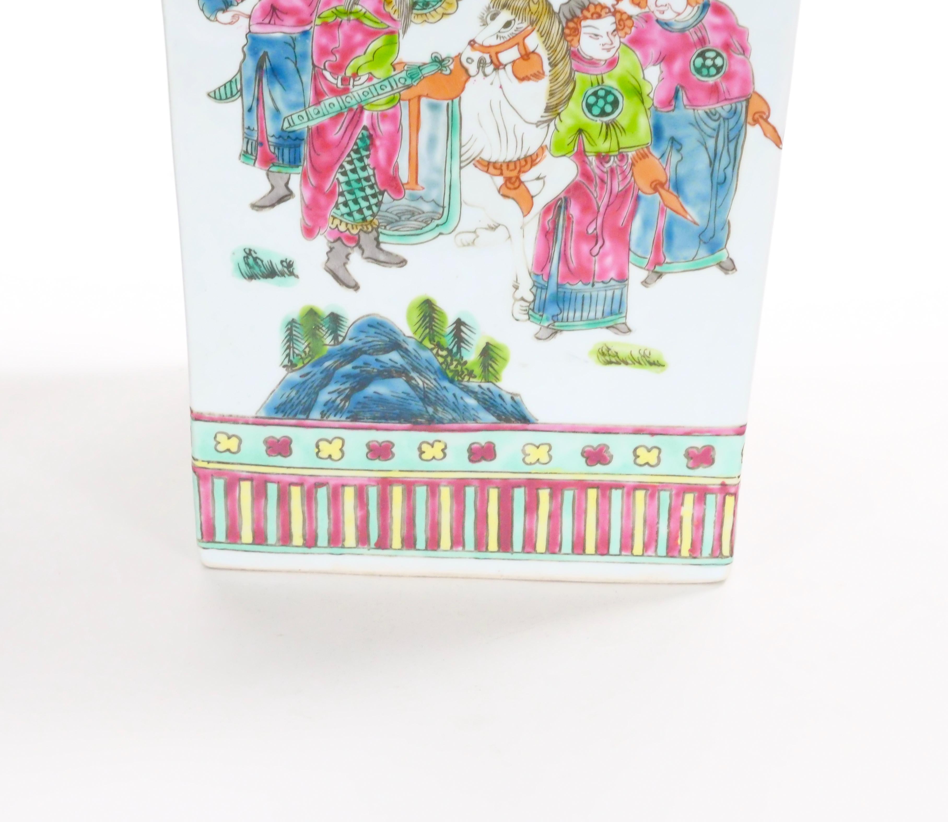 Large Pair Chinese Porcelain Famille Rose Decorative Vases, c. 1900's For Sale 2