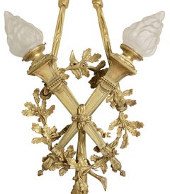 Large Pair Classical 19th Century Ormolu Wall Lights