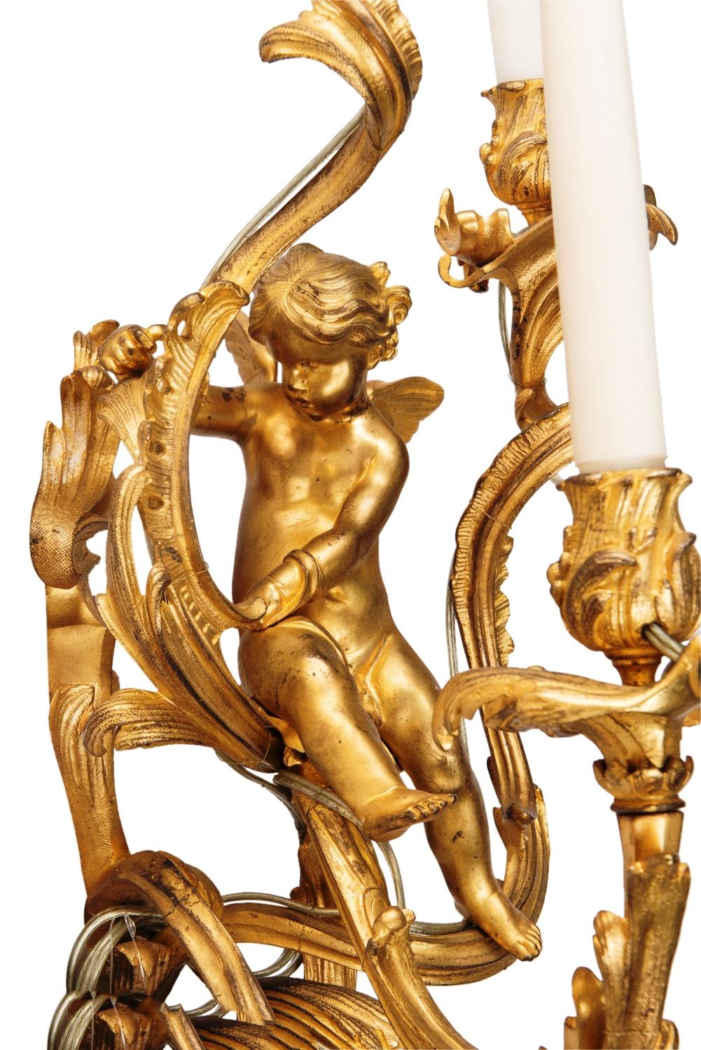 Gilt Large Pair Classical 19th Century Wall Lights