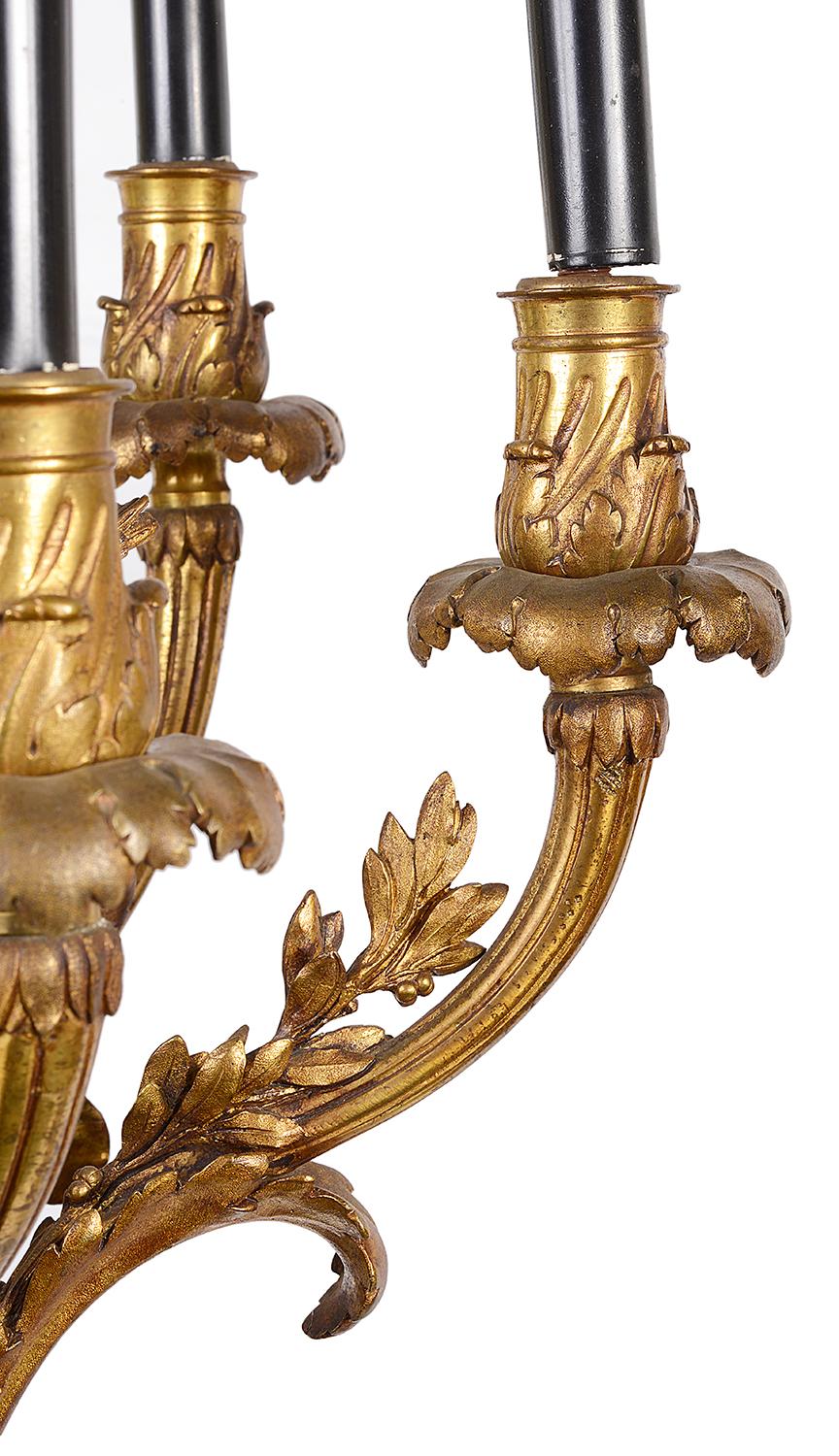 Large Pair of Classical Bronze Louis XVI Style Candelabra, 19th Century For Sale 1