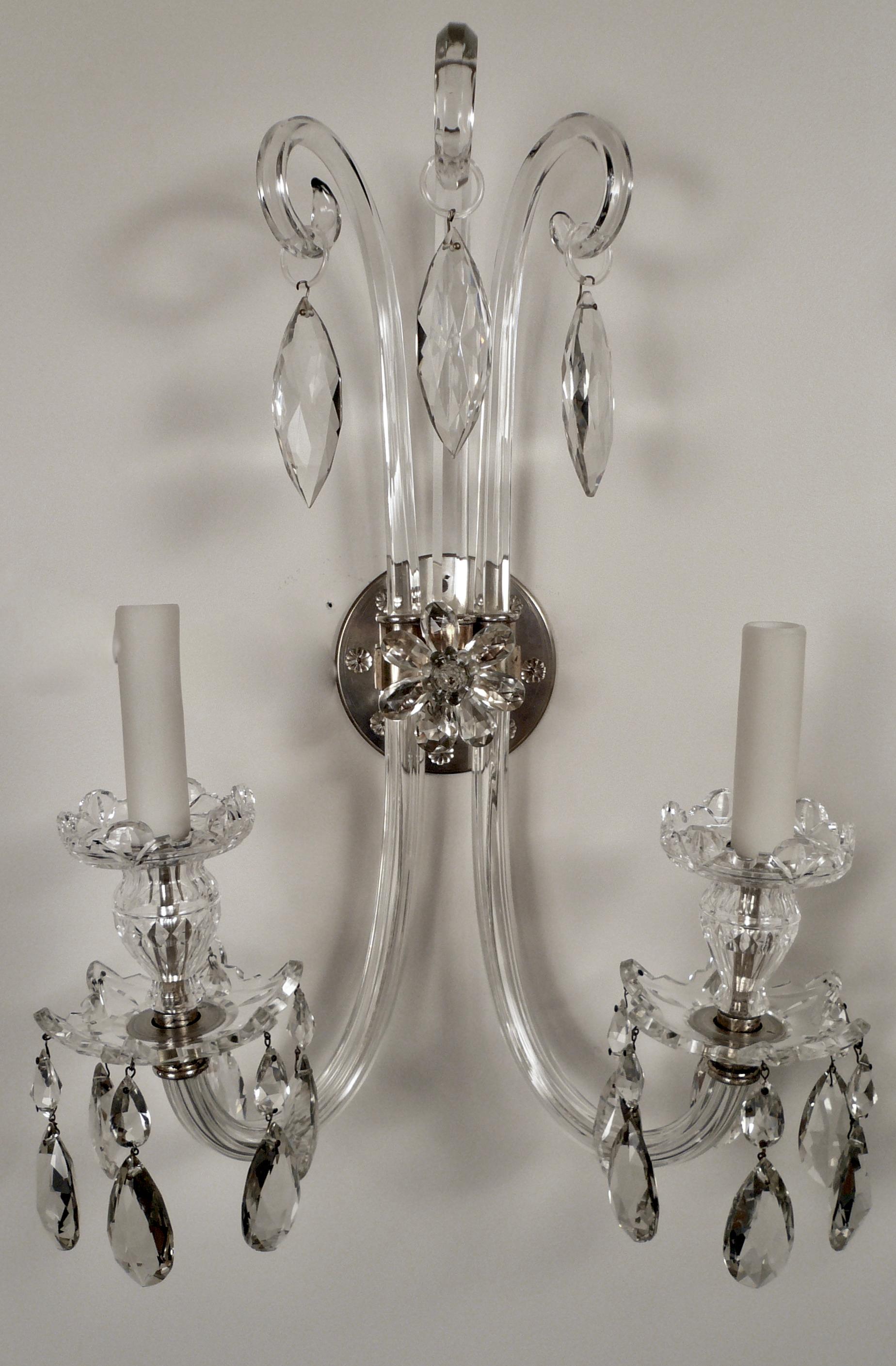 Large Pair Cut Crystal Georgian Style Sconces in the Style of Moses Lafount 4