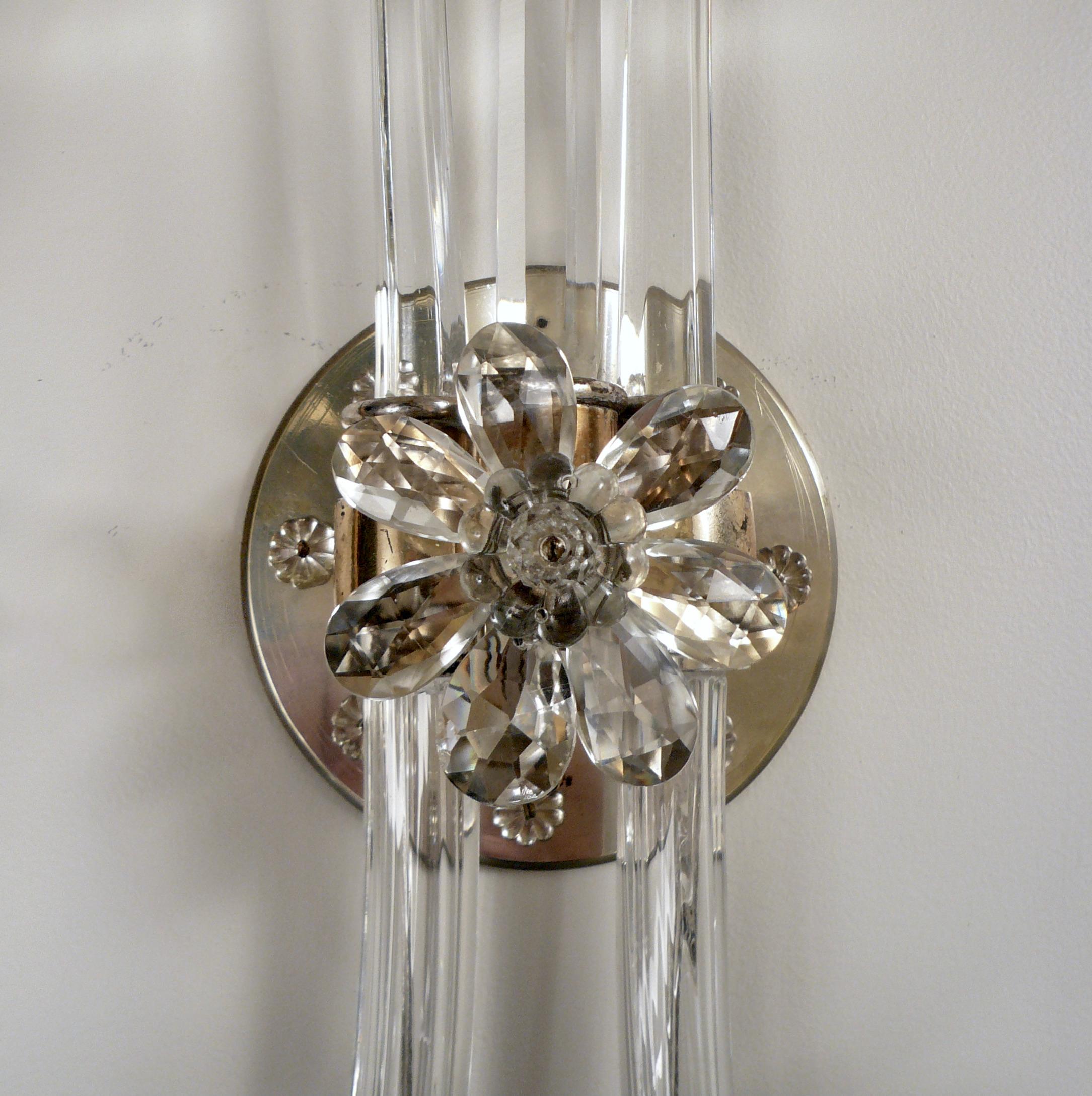 English Large Pair Cut Crystal Georgian Style Sconces in the Style of Moses Lafount