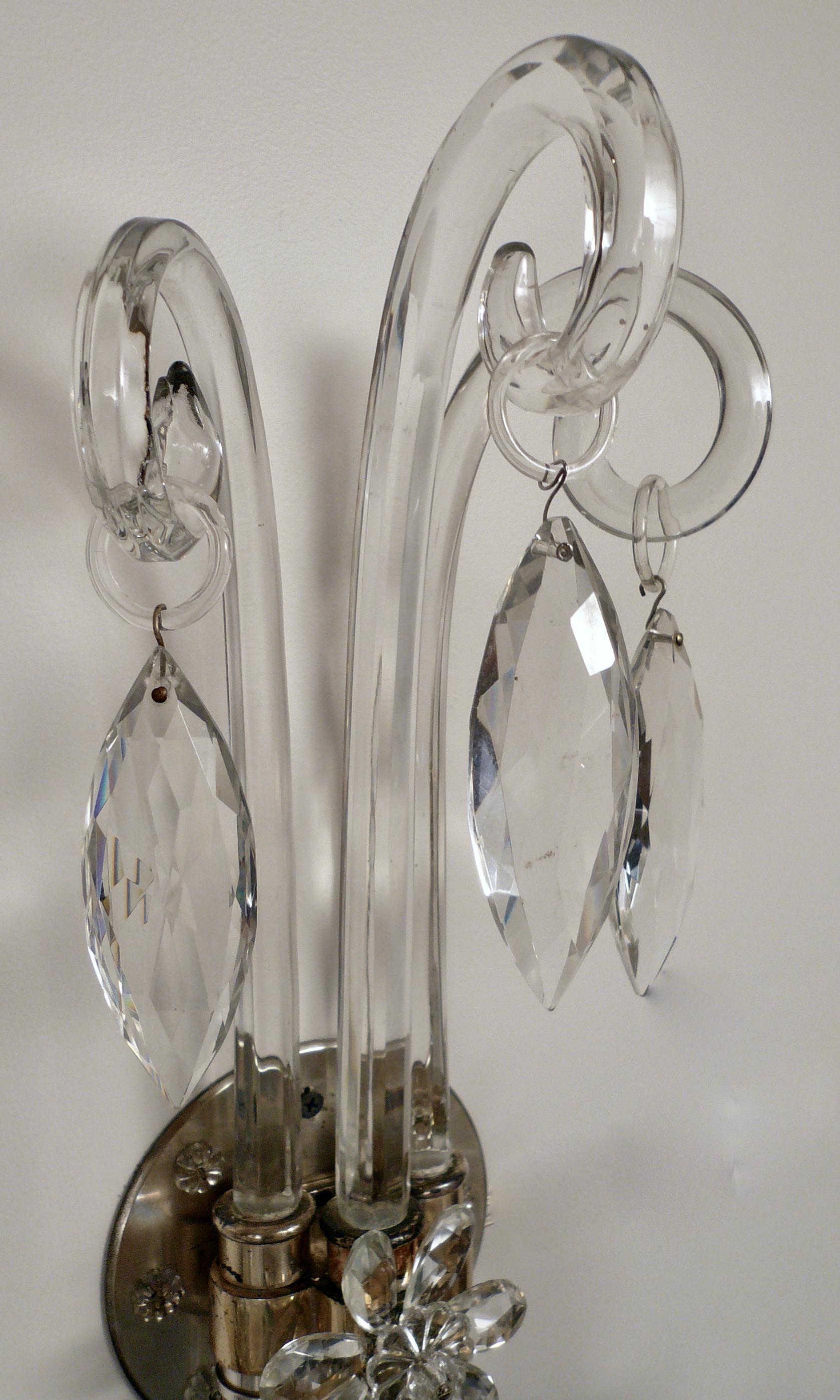 Large Pair Cut Crystal Georgian Style Sconces in the Style of Moses Lafount 3