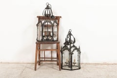 Large Pair Decorative Glazed Hall Lanterns