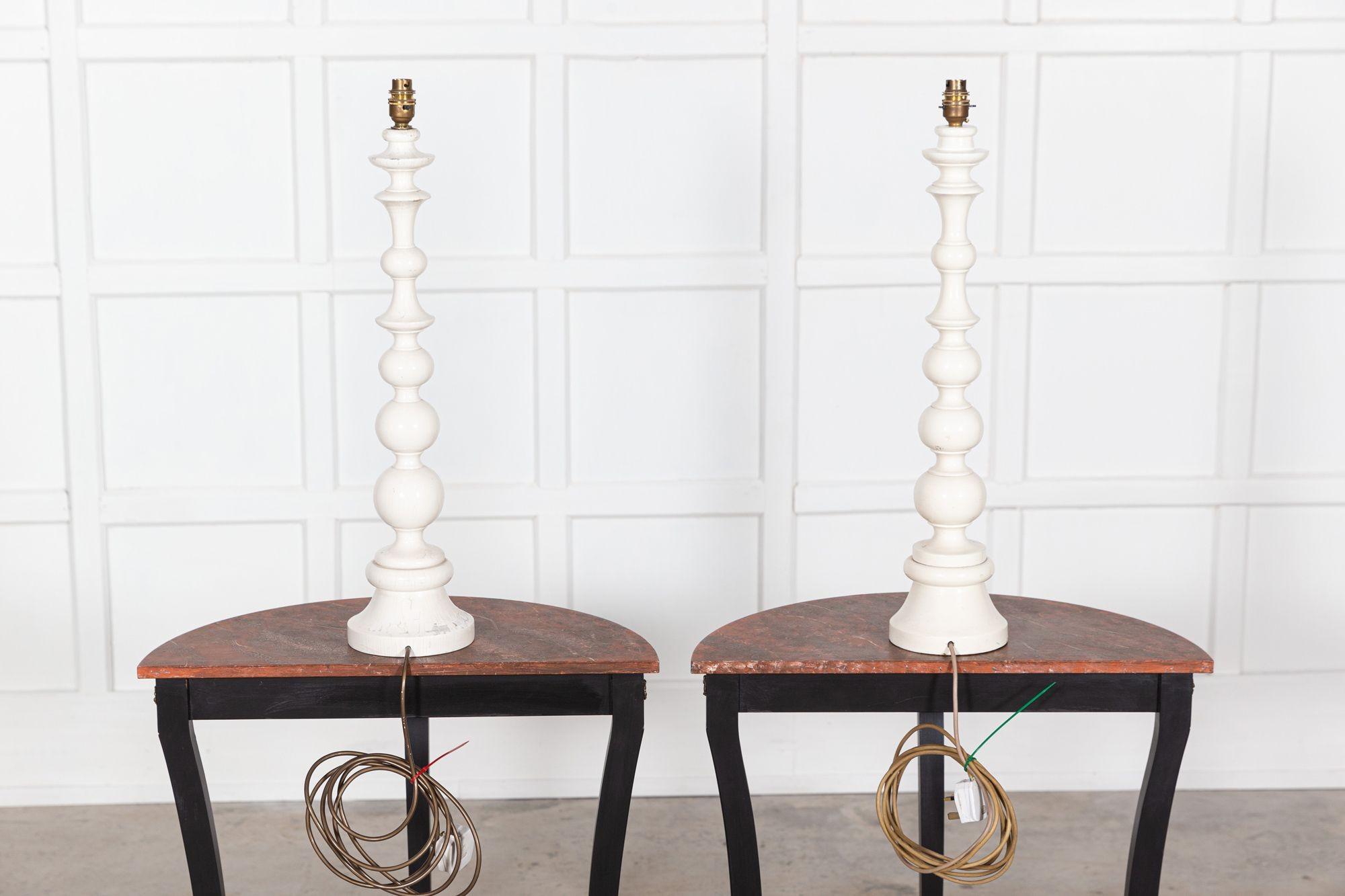 Large Pair Dorchester Hotel Bobbin Table Lamps 5