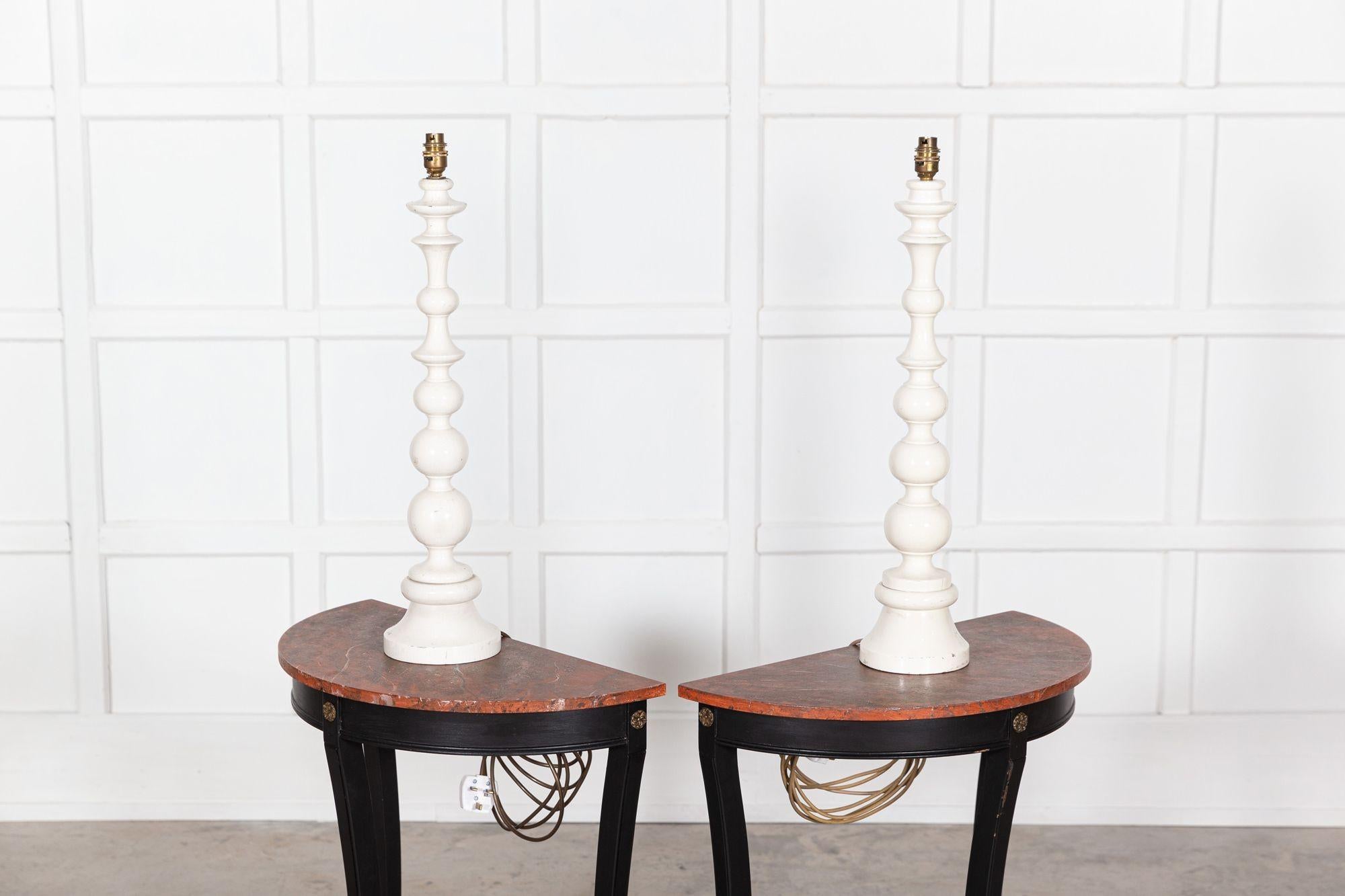 Large Pair Dorchester Hotel Bobbin Table Lamps 6