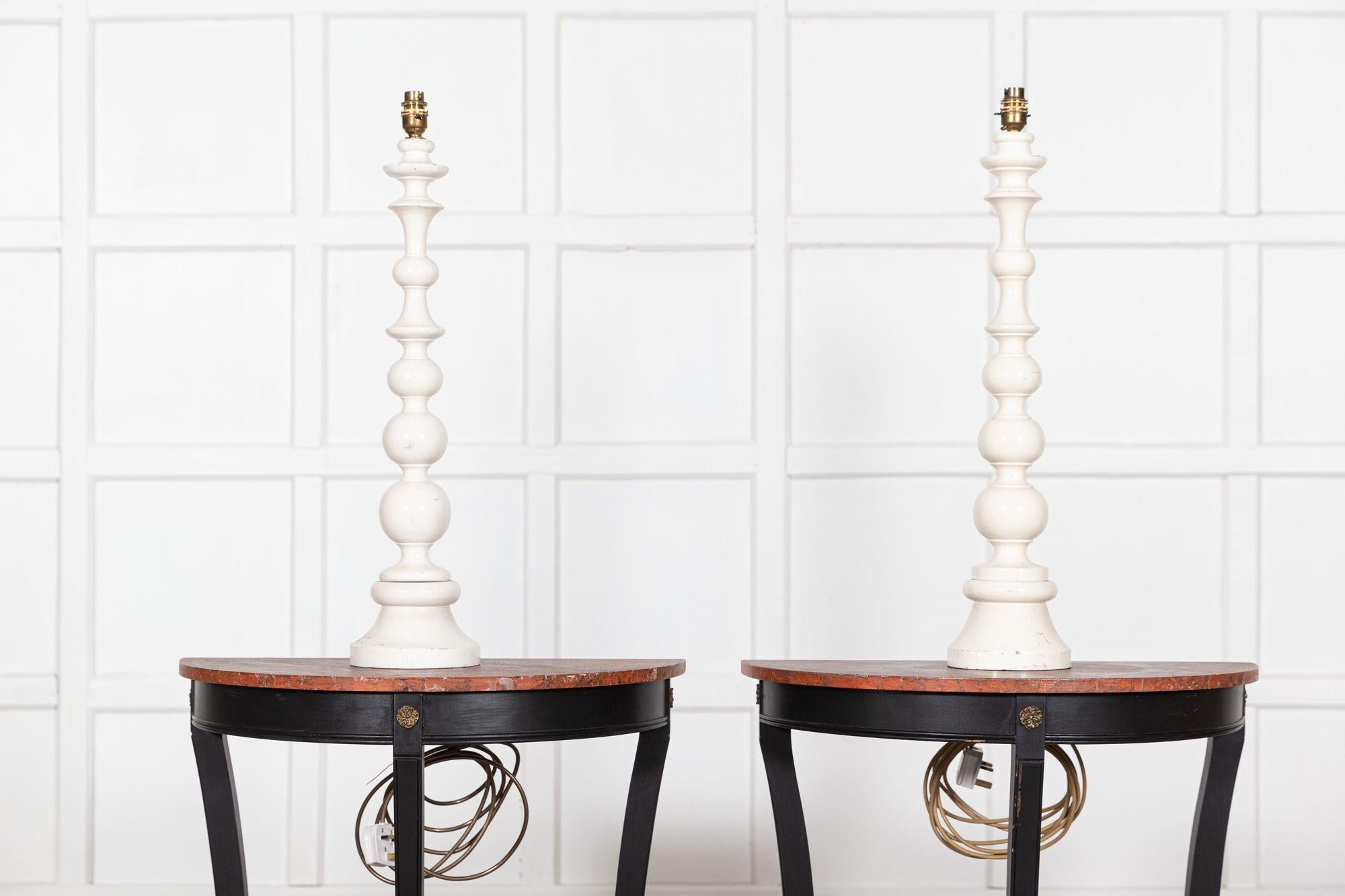 Large Pair Dorchester Hotel Bobbin Table Lamps 7