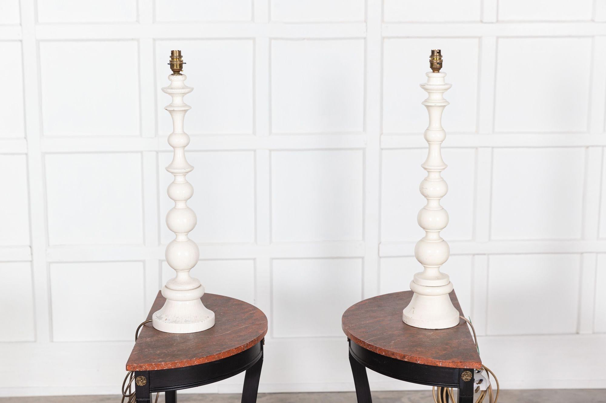 Hardwood Large Pair Dorchester Hotel Bobbin Table Lamps