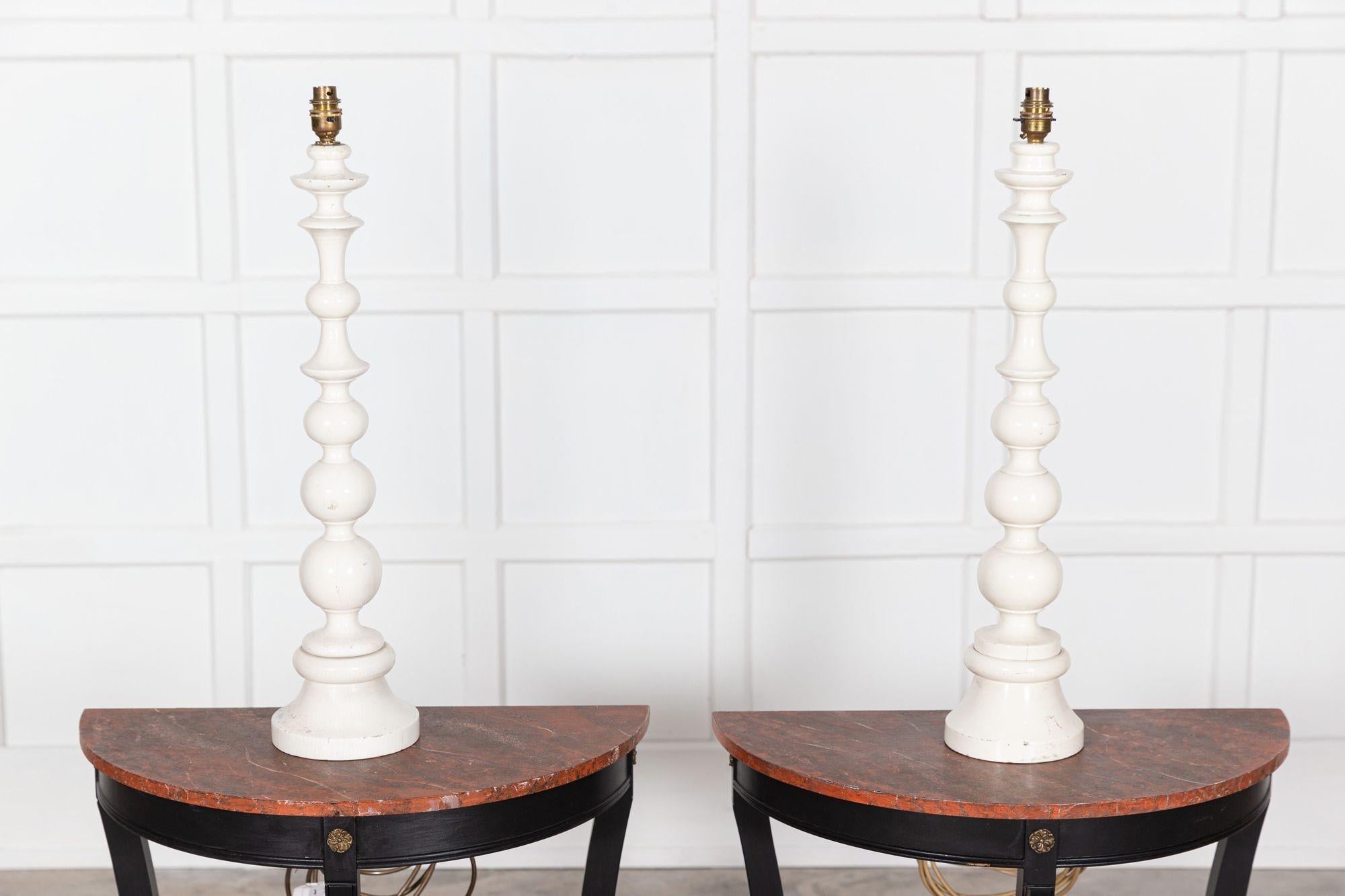 Large Pair Dorchester Hotel Bobbin Table Lamps 2