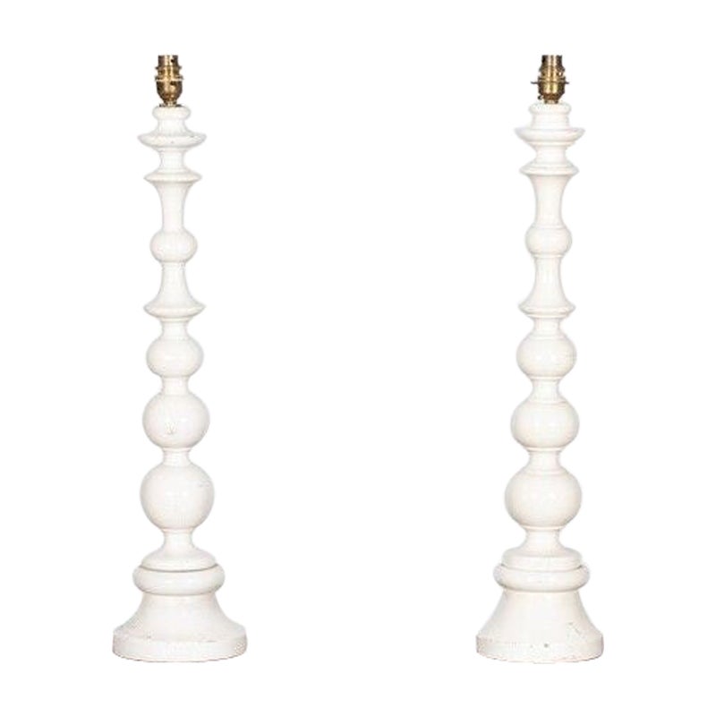 Large Pair Dorchester Hotel Bobbin Table Lamps