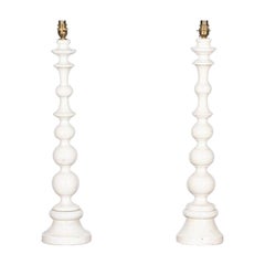 Large Pair Dorchester Hotel Bobbin Table Lamps