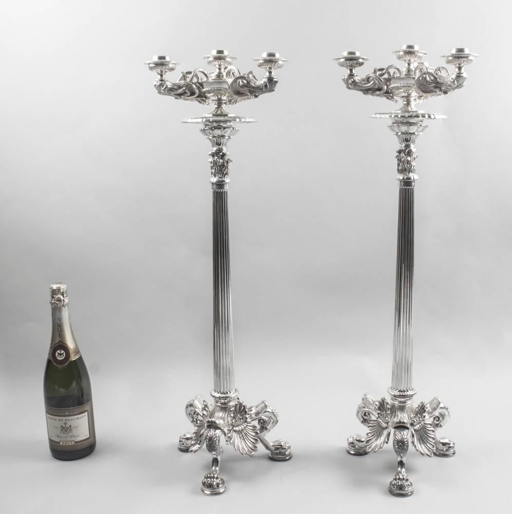 Large Pair of Elegant Silver Plated Neoclassical Candelabra, 20th Century 10