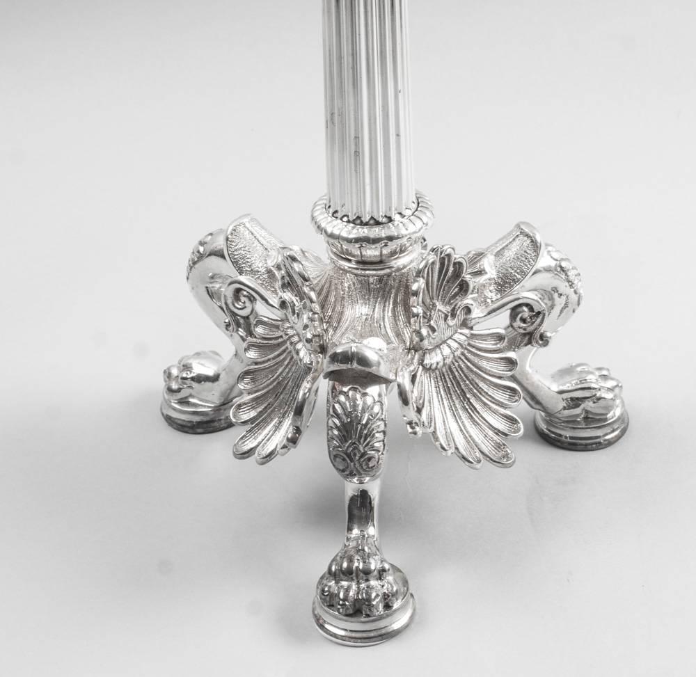 Large Pair of Elegant Silver Plated Neoclassical Candelabra, 20th Century 1