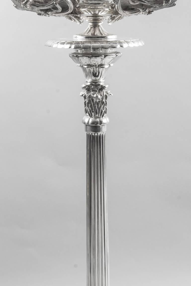 Large Pair of Elegant Silver Plated Neoclassical Candelabra, 20th Century 2