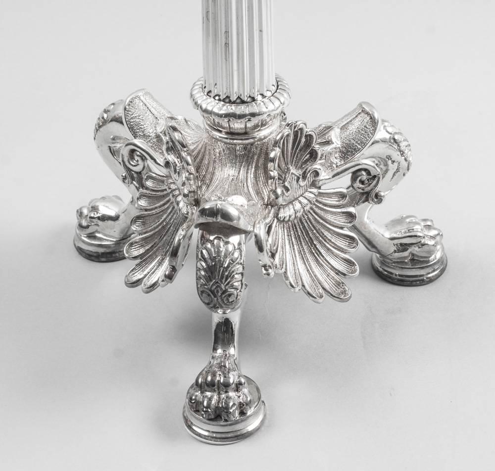 Large Pair of Elegant Silver Plated Neoclassical Candelabra, 20th Century 5
