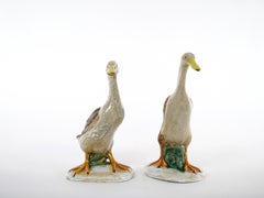 Large Pair English Glazed Porcelain / Terracotta Duck Statues
