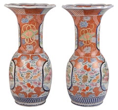 Large Pair Flared Neck Kutani Vases, circa 1890