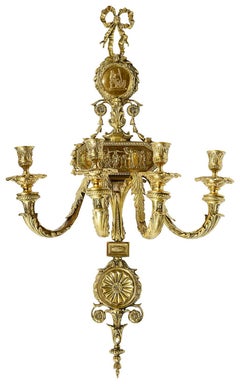 Grande coppia di lampade da parete francesi del XIX secolo in ormolu