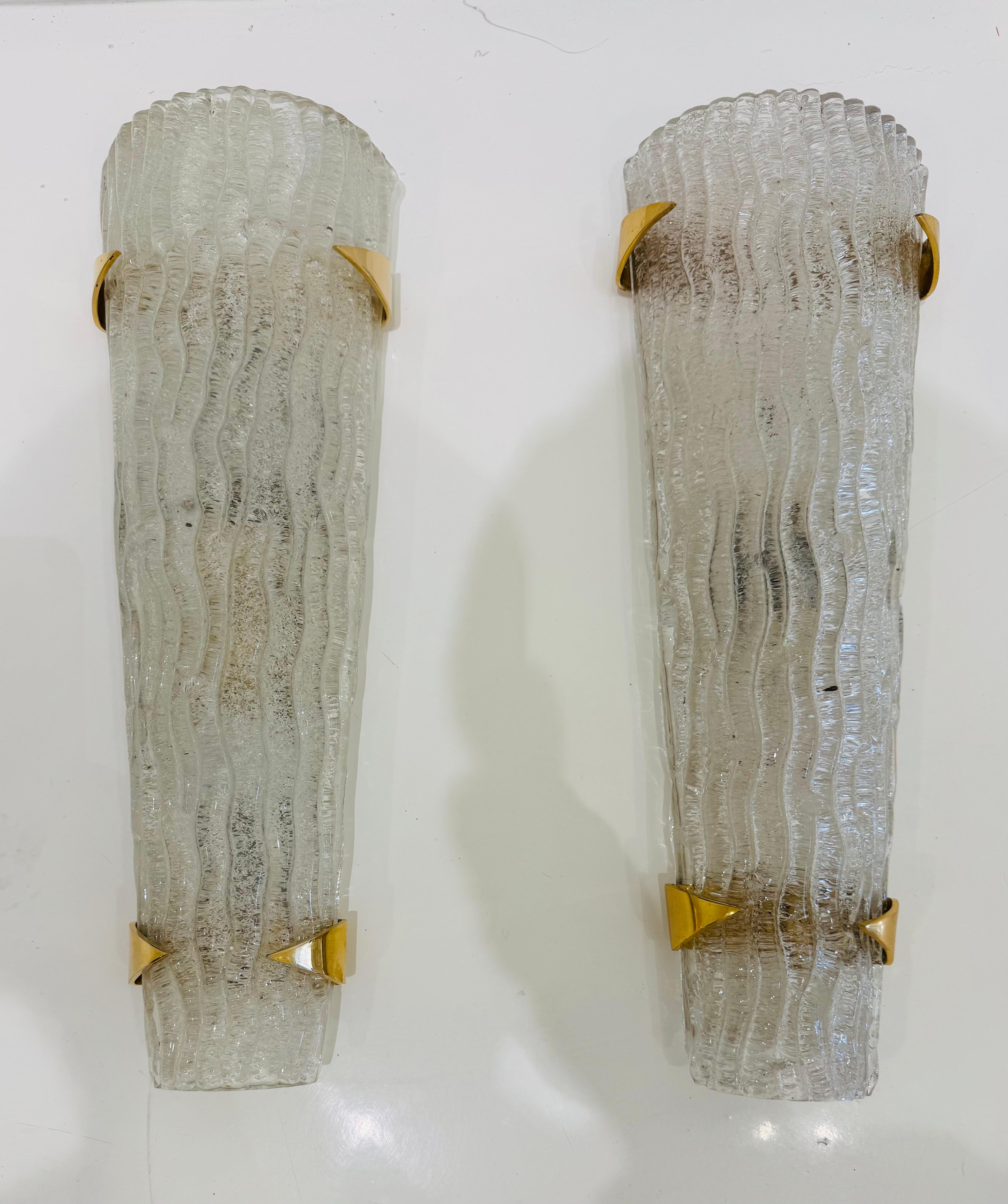 Large Pair French Mid Century Arlus Murano 1950s Wall Lamps For Sale 4